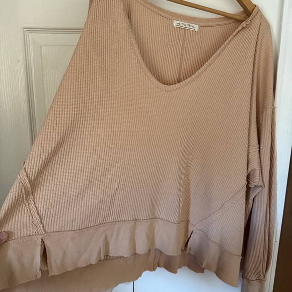 We the Free Free People Waffle Knit Longsleeve Pinky Nude / Oversized Medium - Picture 4 of 7
